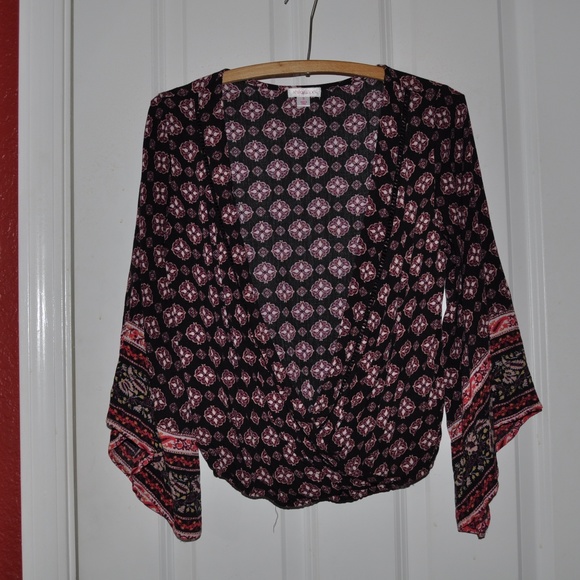 'FINAL'  NEW Surplice Bohemian Wrap Peasant Top B6 - Picture 4 of 8